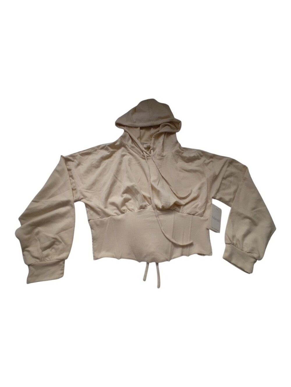 meraki Cropped Hooded Sweatshirt - Beige New Size XL